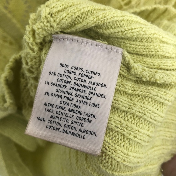 Anthropologie Sparrow Valance Lace Knit Cardigan Lime Yellow Size M Rare - Picture 12 of 14